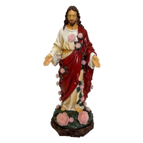 Lámparas de jardín exteriores solares del Sagrado Corazón de Jesús contra zonas oscuras