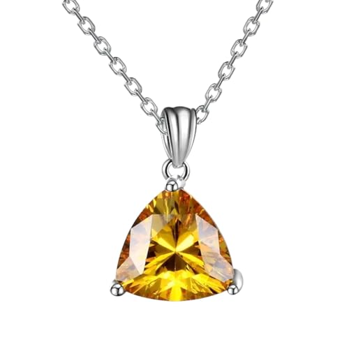 Collier Argent S925 Femmes pendentif triangle jaune bijoux élégants pour fête mariage