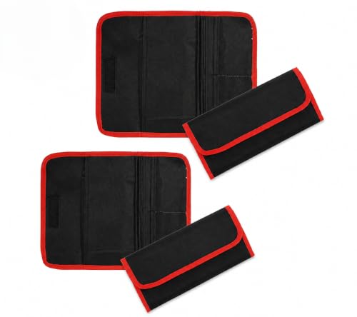 Image of Storite Two Wheeler /Car Document Holder, Vehicle Document Storage Wallet for Registration & Insurance Card, Driving Licence, RC Book, PUC- Brown-23.5 x 11 cm (2Pk-Red /Black)