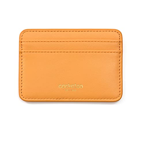 Cockatoo Women's Leather Minimalist Card Case Front Pocket Wallet (Dark Pumpkin) #TOP22