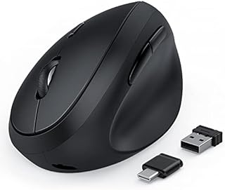 Wireless Bluetooth Ergonomic Mouse, Multi device Bluetooth 4.0+2.4G USB+USB C Mouse, 1000-1600-2400 DPI Rechargeable Vertical Mice, Silent Click Wireless Mouse for PC Laptop Computer, Black