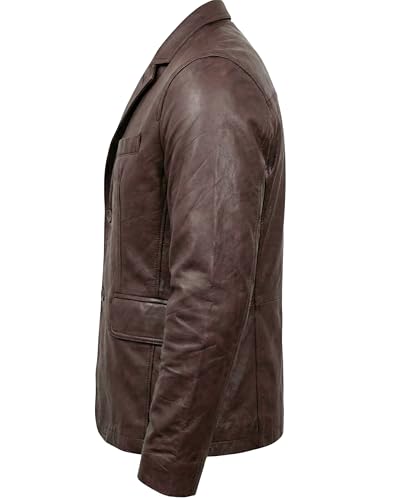 Image of Men's Leather Blazer - Lambskin Leather Blazer Men Genuine Leather Jacket Blazers - Men's Real Leather Sport Coat