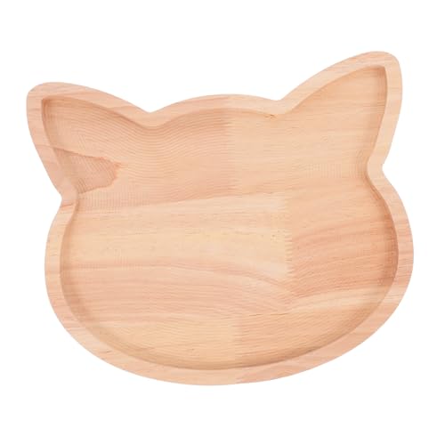 lurrose 木製 猫頭形 スナックプレート 食品ディスプレイ用 耐摩耗 デザート皿 ヴァニティテーブル用 フルーツ皿 デスクトップ用 家やレスト