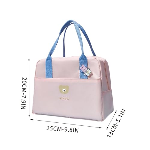 Image of Nibbler Insulated Lunch Bag for Office, School, Men, Women, Tiffin Pouch Bag, Hot & Cold Lunch Box Bags for Boys, and Girls (Pink)