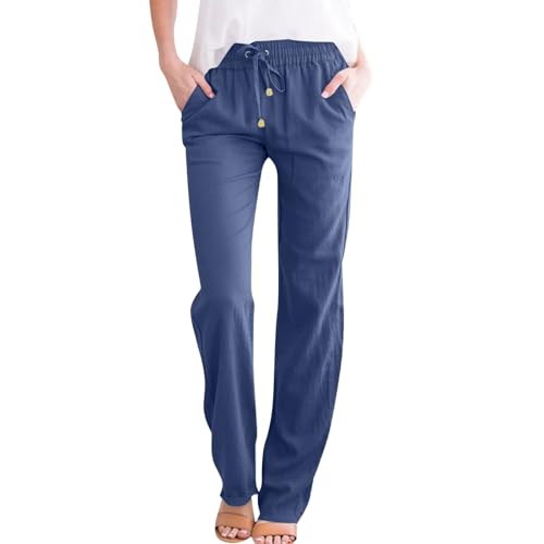NAJZYBA Sommerhose Damen Leicht Leinenhose Hose Musselin Hosen Stoffhose...