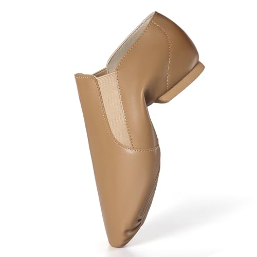 Image of Dynadans Unisex PU Leather Upper Slip-on Jazz Shoe with Elastics for Women and Men's Dance Shoes UG
