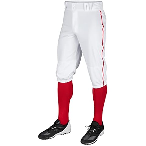 CHAMPRO boys Pipe Triple Crown Polyester Knicker with Braid, White, Scarlet Pipe, X-Small Cover