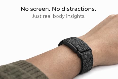 Image of Screenless Fitness Band for Men & Women | HRV, Heart Rate, SpO2 & Sleep Tracker | No Screen, No Distractions | Activity & Recovery Monitor | 30 Day Battery | iOS & Android | Black