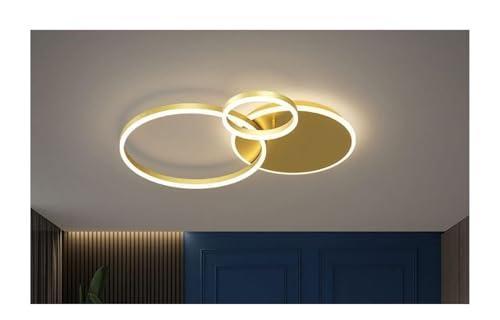 Lámparas de araña Lámpara de techo pequeña LED moderna con atenuación de 49 W, montaje empotrado con anillo de oro cepillado antiguo con control remoto