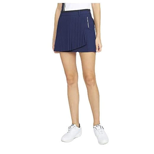 AGARES Women Golf Short Skirt Female Summer Quick-Drying Girl Waistband Pleated Skirt Lady Clothing (Navy,L)