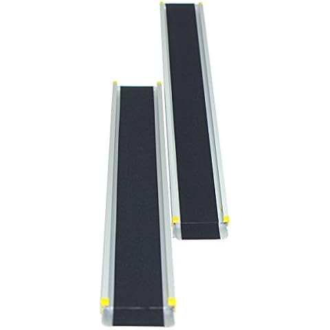 COSTWAY 2 x Auffahrrampe bis 270 kg, Teleskoprampe mit Antirutsch Belag, Teleskop-Rampe Paar Aluminium, Auffahrschiene rutschfest, Laderampe Rollstuhlrampe Rampe Alu, 121,5-212,5cm Cover