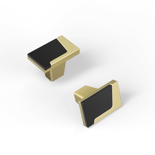 Haliwu 20 Pack Black and Gold Cabinet Knobs, 2 Tone Square Drawer Knobs, Zinc Alloy Cabinet Hardware for Kitchen Cupboard Bathroom Dresser by Haliwu - Image 2