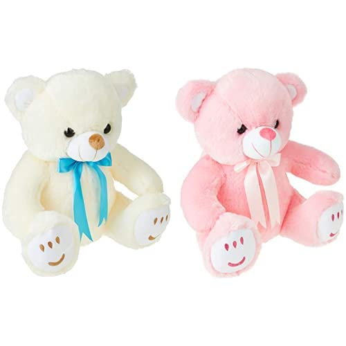 Teddy Bear Soft Toy (33 cm, White, Cream) Pink Teddy 33 cm