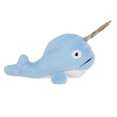 Ministry of pets M.O.P Plush Norman The Narwhal Catnip Toy With Catnip Tube,Baby Blue