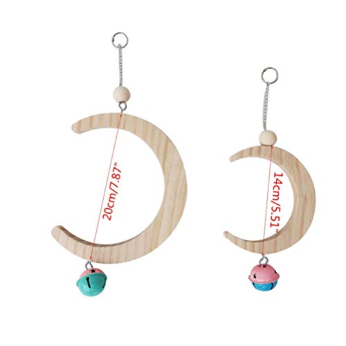 VILLCASE 2 Peças de Pássaros Em Forma de Lua Crescente Balançar Papagaio Pendurado Baloiço Com Sinos