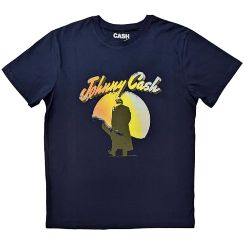 Image of Johnny Cash Walking Guitar Official Tee T-Shirt Mens Unisex (XX-Large) Blue