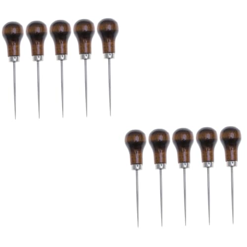 ERINGOGO 2sets DIY Sewing Tools Small Size Wooden Awls for Sewing Projects Easy to Use for Boys and Girls 5pcs*2