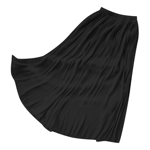 Flowy Midi Skirts for Women 2025 Summer Lightweight Elastic Waisted Swing A-Line Pleated Skirt2