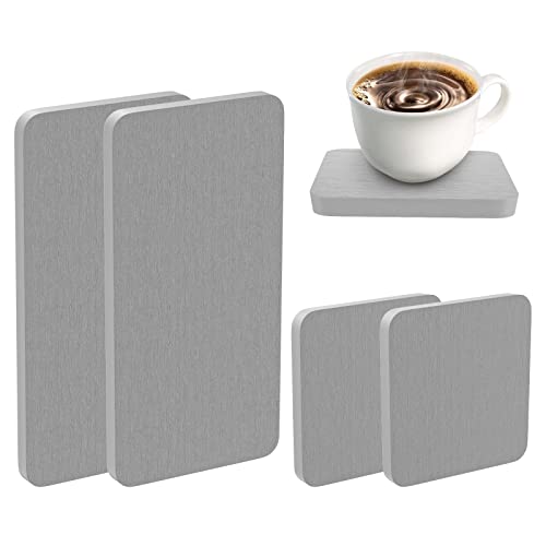 Foeacry Set Of 4 Water Absorbent Diatomite Coasters, Diatomaceous Earth Bathroom Trays & Kitchen Soap Dish, Water Absorbing Stone Used For Hand Soaps & Cups & Plants（Grey） #TOP22