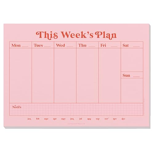 A4 Weekly Planner Pad - Pink & Red Design, 52 Tear-away Page