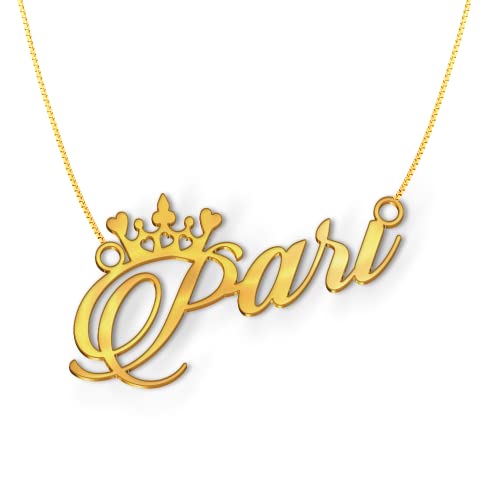 Image of Pari Cursive Gold & Silver Name Pendant Necklace, Best Jewelry Gift for Girls.