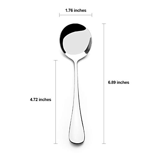 AmoVee Wholesale Stainless Steel Alpha Round Soup Spoons, Set of 8