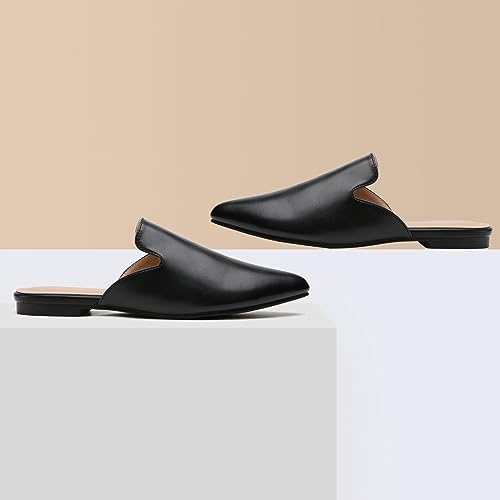 Image of Tilocow Women's Pointed Toe Flat Mules Backless Slip On Loafers | Lightweight, Soft Insole, Non Slip Sole, Printed, Dressy Casual, Office Work Business, Daily Wear