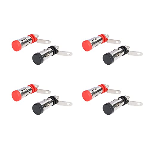 Image of MX Binding Post Terminal Female Metal Quick Banana Connector Gold-Plated Red & Black - Pack of 4 for Speakers Amplifiers & Sound Consoles