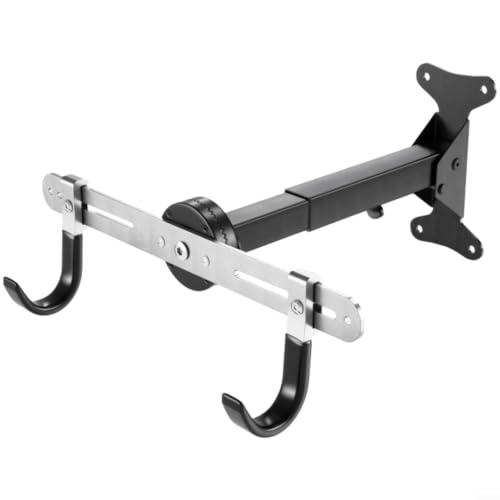 Glewi Colgador plegable para garaje con ganchos de ángulo ajustable, estante de pared que ahorra espacio para bicicletas de carretera y montaña, color negro