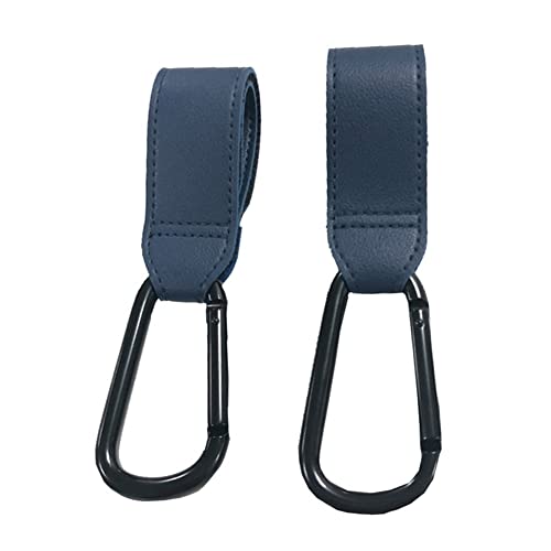 UKETO Leder-Babytasche, Kinderwagen-Haken, drehbar, zum Aufhängen (blau, 1 Stück)