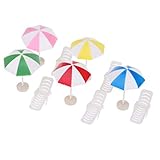 DYNWAVE 5 Set Mini Beach Umbrella Set for Dollhouse Yard Garden Swimming Pool Accessories and Furniture, DIY Diorama Decor
