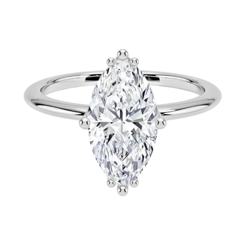 1-5 Ct Marquise Moissanite Engagement Ring 10k 14k 18k Gold & 925 Sterling Silver Solitaire Wedding Ring, 925 Sterling Silver with Ideal Birthday Gift for Women Chrisrmas Gift