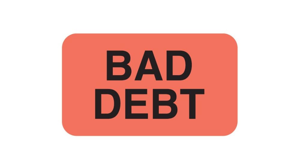 Bad Debt Account Label for Financial Write-Off Tracking, Fluorescent Red 1-1/2” x 7/8”, 250 Stickers/Box, Doctor Stuff