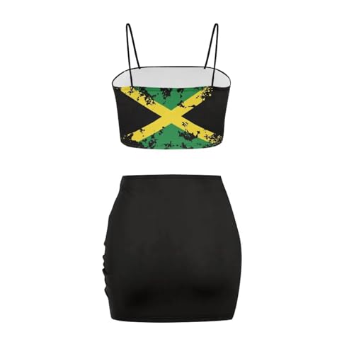 Image of Biyejit Women's 2 Piece Summer Outfits Spaghetti Strap Crop Tops and Bodycon Mini Skirt Dress Set Plus Size S-4XL
