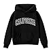 Bwaydeg California Hoodie For Teen Girls Kids Casual Fashion Preppy Long Sleeve Hooded Sweatshirt Loose Fit Cute Pullover Top 11-12 Years Black