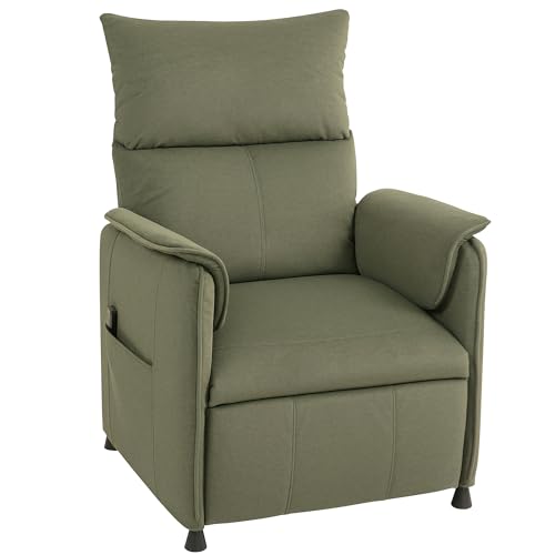 HOMCOM Sillón Relax Reclinable Eléctrico Sillón Reclinable Silencioso con Función Memoria Reposapiés Mando a Distancia Bolsillos Laterales Tela Apto para Mascotas para Dormitorio Salón Verde Oscuro
