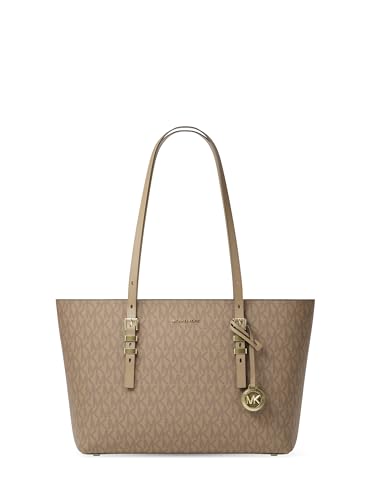 Michael Kors Quinn Medium Tote, Gold-Tone Hardware/Tonal MK Signature Coated Twill/Husk