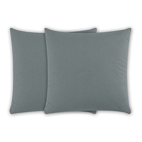 Class Home Collection 2er Pack Renforce Baumwolle Kissenbezug Kissenhülle mit Reißverschluss 80x80 cm Grau