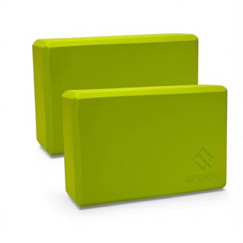 SportQ Yoga Block Block 2 Pcs High Density EVA Foam Non Slip Yoga Block for Home & Gym Improve Stretching for Yoga/Pilates/Fitness (Green)