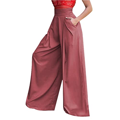 Women's Stretchy Wide Leg Palazzo Lounge Pants Casual Comfy High Waist Pajama Pants4