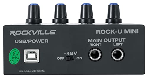 Rockville Rock-U Mini 2X2 Usb Computer Recording Interface 24 Bit 192Khz Home Studio, Black #TOP4