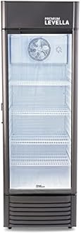 PremiumLevella PRF1557DX Glass Door Display Refrigerator 15.5 cu ft Commercial Beverage Cooler Merchandiser With Customizable Lightbox - Black