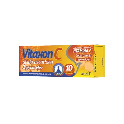 Vitaxon C Vitamina C 1g Efervescente, Sabor Laranja, Sem Açúcar, 10 Comprimidos