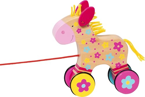 goki 54944 Ziehtier Pferd Clahra Susibelle aus Holz, Nachzieh-Spielzeug mit...