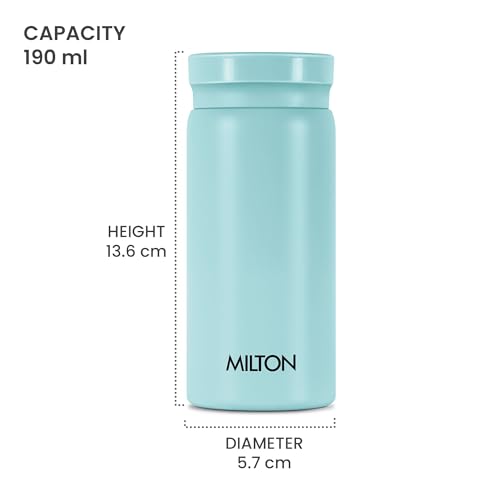 Milton Minimate 200 थर्मोस्टील इंसुलेटेड वाटर बोतल, 190 ml, 24 Hr हॉट एंड कोल्ड | लीक प्रूफ ढक्कन, ISI प्रमाणित I वैक्यूम इंसुलेटेड | ऑफिस, जिम, स्कूल के लिए | नीला - Image 7