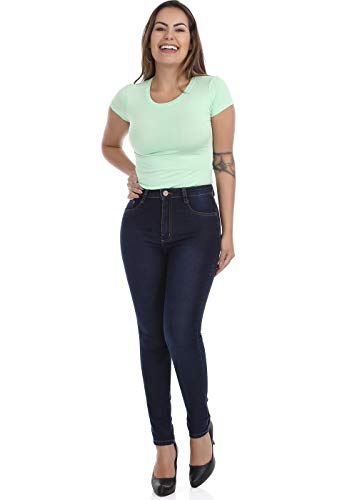 Calça Legging Cinta Super Lipo, Feminino, Sawary Jeans, Indigo, 38