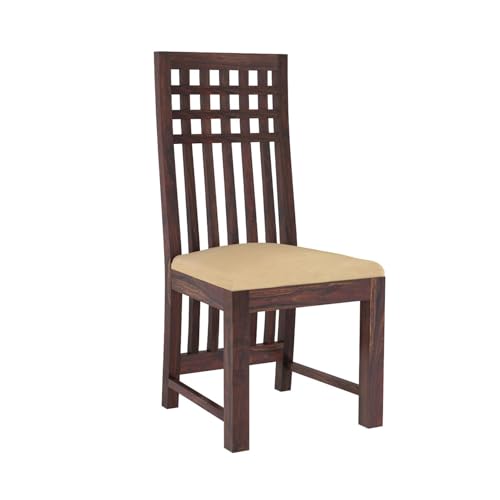 Image of WOODLAB Furniture Sheesham Wood 6 Seater Dining Table with Cushioned Bench and Chairs Wooden Dining Table for Living Room Hotel (Walnut Finish)
