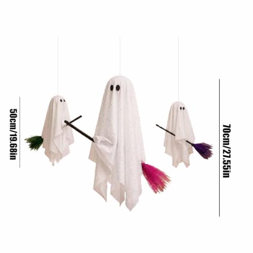 Fantasmas colgantes de Halloween con luces LED y mando para decoración exterior 3