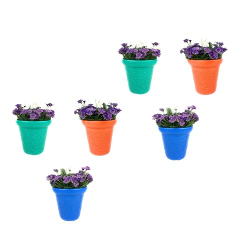 Image of Go Hooked Plastic Planter Pots Set of 6 | Multicolor Flower Pots Perfect for Home, Office & Garden Decor | Valentine Small Pot 8 Inch for Indoor & Outdoor Plants | Durable, Lightweight & Modern Design