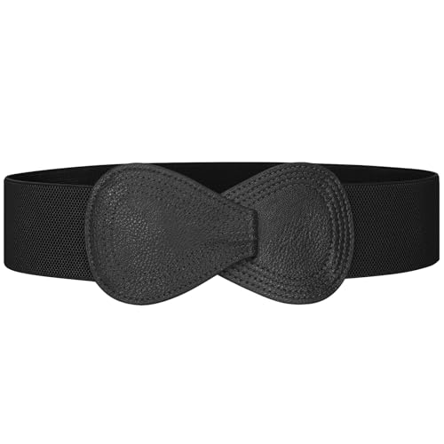 Women Wide Elastic Belt Ladies Stretchy Dress Belt Fashion 8-shaped Buckle Waist Belt